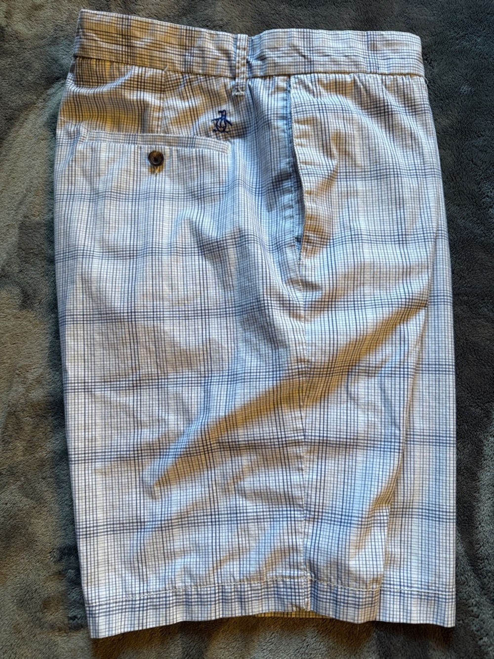 Original Penguin Blue and White Plaid Men's Shorts Size 38